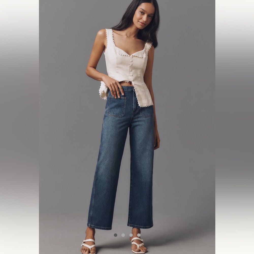 NWT Reformation Alyssa Stretch High Rise Wide Leg Crop Jeans - Size 27